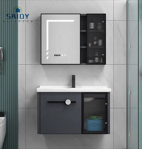 Juego de Muebles de Baño de Lujo Nórdico con Gabinete Flotante, Espejo de Diseño y Lavabo de Almacenamiento Impermeable - Product Image 1