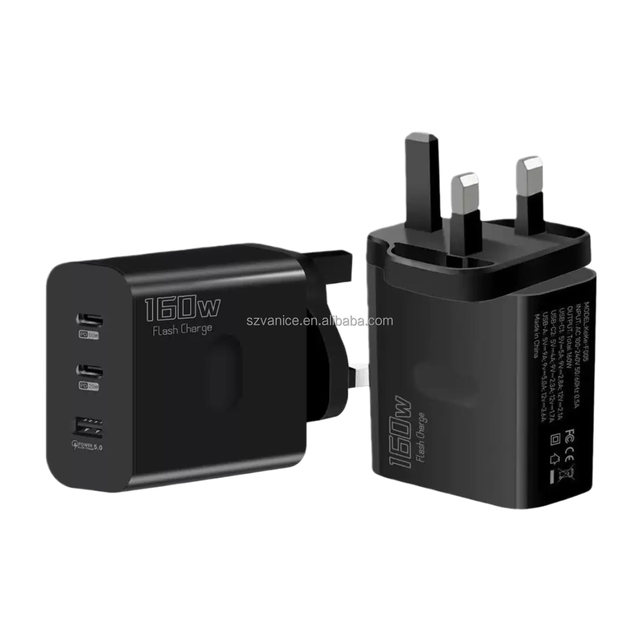 EU US UK Plug 160W 3 USB Ports USB-C Type C Quick Charge Type-c PD Power Adapter 160W USB C Mobile Phone Charger