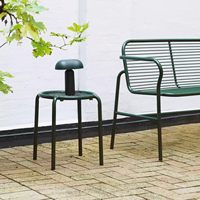 Ensemble table et chaises d'extérieur en alliage d'aluminium à tubes fins rayés WPC pour cour, jardin, restaurant, villa, maison d'hôtes, mobilier de loisirs