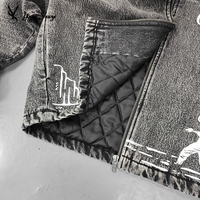 YYSY Veste d'hiver en jean pour hommes avec broderie d'étiquettes lavées vintage de haute qualité