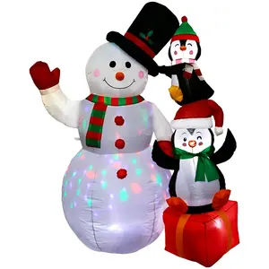 Ourwarm navidad inflat suprimentos 6ft natal, pinguim inflável, homem de neve, decoração ao ar livre com caixa de presente