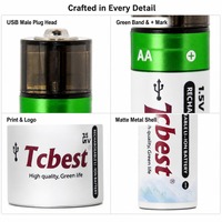 Batterie rechargeable au lithium AAA 1,5 V type C 600 mAh 1200 cycles pour souris, clavier, horloge