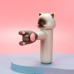 Beoka Cute Cat Electric Portable Mini Deep Tissue Fascial Muscle Gun 4 Heads Quiet Unique Cat Massage Tool para niños - Product Image 3