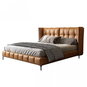 Meubles de chambre à coucher lits moelleux cadre de lit de villa en tissu personnalisé taille lit queen size - Product Image 1