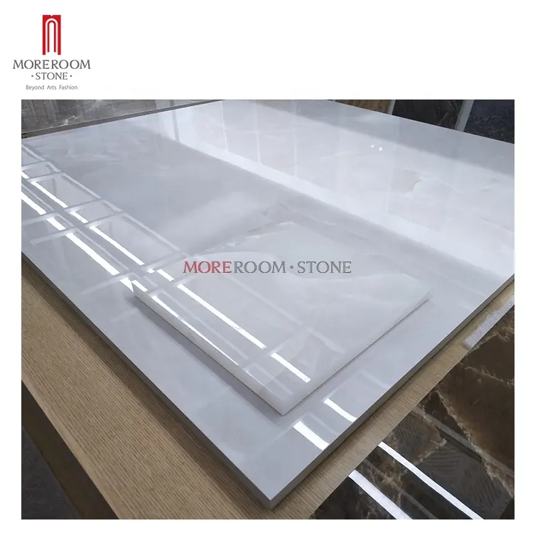 Großhandel poliert 600x600 porzellan weiß onyx marmor bodenbelag fliesen projekt
