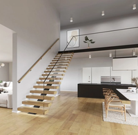 Villa Personnaliser la conception de mains courantes simples en acier inoxydable Conception d'escalier flottant