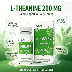 <span class=keywords><strong>L</strong></span>-Théanine 200mg Comprimés à dissolution instantanée 100 unités Sans OGM Supplément OEM pour le soutien de la tranquillité et de la relaxation - Product Image 4