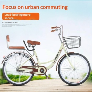 Vélo de ville vintage pour <span class=keywords><strong>femme</strong></span>, cadre rigide en acier au carbone, 24-26 pouces, <span class=keywords><strong>avec</strong></span> fourche à suspension, idéal pour les trajets quotidiens et les loisirs - Product Image 2