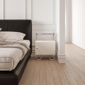 Minimalist Nightstand White Metal Top <b>Storage</b> Cabinet Bedroom <b>Side</b> <b>Table</b> - Product Image 3