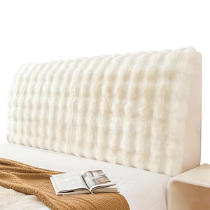 Housse de tête de lit en peluche Sky Rabbit, blanc cassé, entièrement enveloppante, matelassée, coussin doux universel pour chevet de lit - Product Image 1