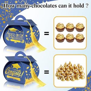 Boîte à bonbons personnalisée pour fête de remise de diplôme, en forme de casquette, pour <span class=keywords><strong>la</strong></span> saison des diplômes, boîte cadeau de chocolats avec pompon - Product Image 5