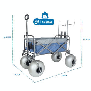 Chariot de pêche de plage avec roues à ballon de 13 pouces, poignée réglable, robuste, pliable, pour usage extérieur, chariot de camping - Product Image 3