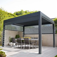 Gazebo en aluminium moderne de haute qualité Pergola Terrasse Pavillon Toit à persiennes motorisé Véranda de patio électrique Tissu intégré