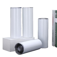 20 oz EE. UU. Almacén Botella DE AGUA DE ACERO INOXIDABLE Blanco Sublimación Vaso de impresión DIY con tapa y pajita
