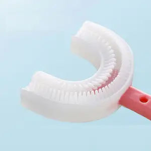Vegan 360 U şekli çocuklar manuel u-şekli bebek silikon diş fırçası