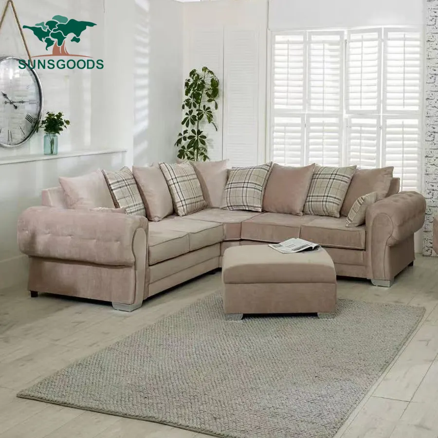 Gaya Modern Terbaik ruang tamu Modern desain baru kayu Turki ruang tamu kain furnitur Sofa sudut