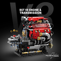 LESHOW Voiture de Course Avion Moteur GT V8 Kit de Montage Éducatif STEM DIY Jouet de Construction en Plastique ABS 812 Pièces