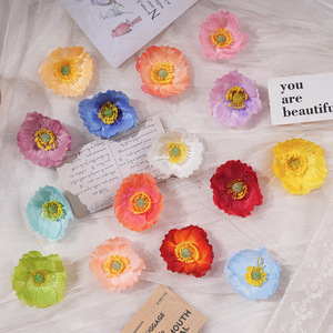 Artificial Poppy <b>Flower</b> Head Mixed Colors <b>Silk</b> <b>Flower</b> Realistic Wedding Decoration Photography Prop - Product Image 1