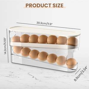 Double Layer Rolling Egg Dispenser and <b>Storage</b> Organizer Container Refrigerator Egg <b>Storage</b> <b>Box</b> - Product Image 2