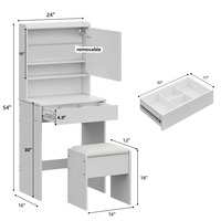 Ensemble de coiffeuse de luxe en bois blanc avec miroir éclairé, plateau en verre et tiroirs à éclairage intelligent pour chambre à coucher, vente en gros, MOQ 100