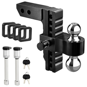 AMBITION <span class=keywords><strong>Enganche</strong></span> de <span class=keywords><strong>remolque</strong></span> ajustable Drop & Rise de 8 ", compatible con receptor de 2 pulgadas, doble bola sólida <span class=keywords><strong>para</strong></span> <span class=keywords><strong>remolque</strong></span> de <span class=keywords><strong>coche</strong></span> y barco - Product Image 1