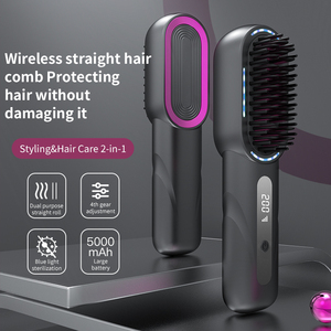 Peigne lisseur sans fil USB portable rechargeable, brosse lissante pour cheveux avec batterie - Product Image 4