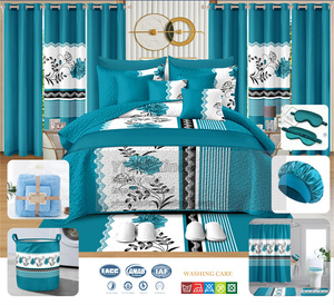 Juego de Sábanas de 30 Piezas, Juego de Ropa de <span class=keywords><strong>Cama</strong></span> con Edredón y <span class=keywords><strong>Cortinas</strong></span> a Juego, Tamaño King - Product Image 1