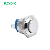 Bouton-poussoir momentané à dôme plat étanche 12V DC 16mm 19mm 22mm pour interrupteur d'alimentation