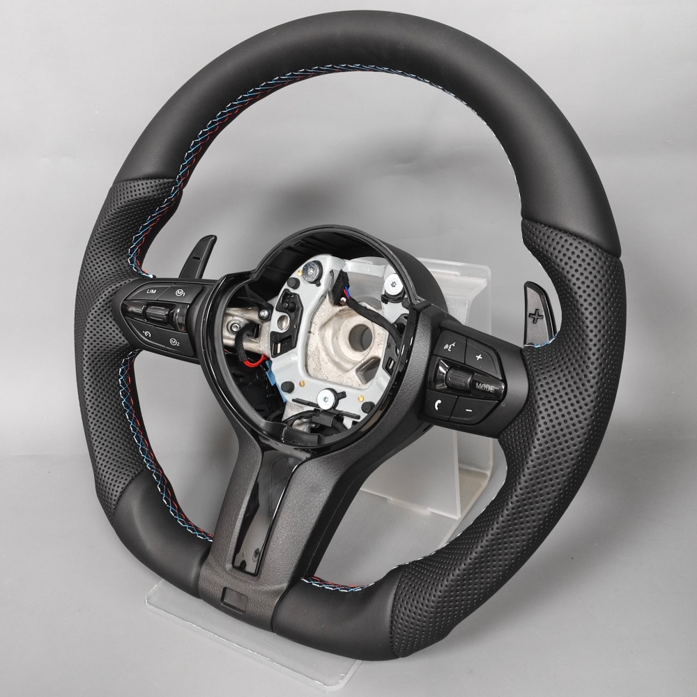 Custom Black Leather Steering Wheel (BMW Fitment), photo 4