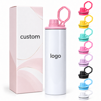 Bouteille d'eau isotherme en acier inoxydable à double paroi de 20 oz, vierge pour sublimation, avec couvercle et poignée – Vente en gros