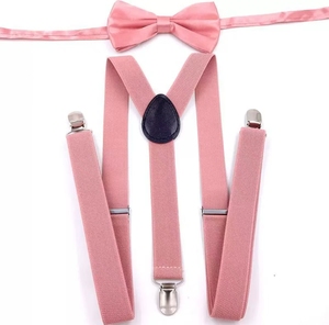 <span class=keywords><strong>Tirantes</strong></span> con Clip en Forma de <span class=keywords><strong>Y</strong></span> de Aleación con <span class=keywords><strong>Juego</strong></span> de Corbata de Moño de Color Sólido - Product Image 1