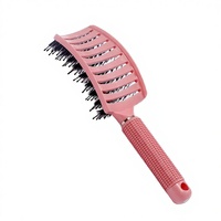 Brosse à cheveux démêlante à poils de sanglier, à poignée texturée antidérapante, courbée pour le contour du cuir chevelu, ventilée, pour un séchage rapide et un style salon