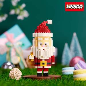 Blocs de construction <span class=keywords><strong>Linkgo</strong></span> assemblés - Micro briques 3D Figurines de Noël (Élan, Père Noël, Bonhomme de neige, Arbre) pour enfants - Product Image 1