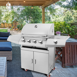 Chất Lượng Cao Sang Trọng Hiện Đại Cao Cấp 4 Burner Không Khói Bền Sắt Tích Hợp Khí Đốt Tự Nhiên Xe Đẩy Ngoài Trời BBQ Lò Nướng Bánh Pizza - Product Image 3