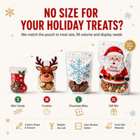Sac d'emballage personnalisé avec logo sac en forme de découpe en mylar holographique mat anti-odeur 3.5g emballage cadeau alimentaire de Noël sac en plastique