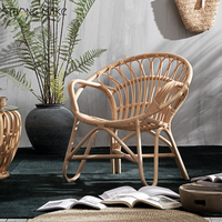 Patio haute qualité Offre Spéciale Boho rétro salon Fauteuil Relax bois massif rotin jardin canne osier Accent chaise de salon