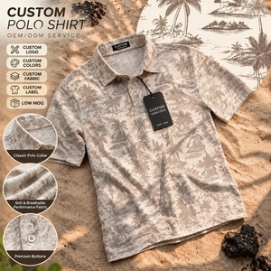 Polo de golf personnalisé en gros pour hommes, imprimé all-over, anti-humidité, anti-UV, en lin et coton, décontracté - Product Image 1