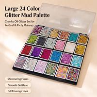 Palette de maquillage 24 couleurs, palette de paillettes épaisses, paillettes cosmétiques pour le visage et le corps