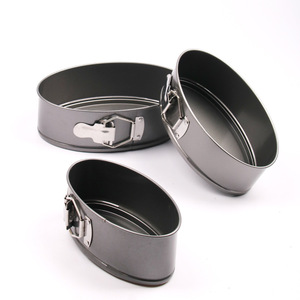 Juego de moldes para pasteles ovalados, 3 piezas, de acero al carbono, con base extraíble, para uso doméstico. - Product Image 1