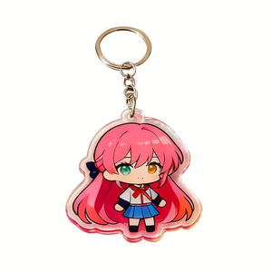 Llavero de Acrílico con Diseño de Mujer y Pez Mariposa Rojo, Impresión UV, Forma Irregular, Patrón Circular - Souvenir Creativo Estilo Anime - Product Image 4
