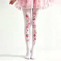 Nouvelles collants imprimés fraises et café, taille moyenne et grande, style Lolita doux, quatre motifs imprimés