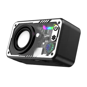 Factory Portable RGB Transparent Mech Mini Bluetooth Speaker Stereo Sound Bass 5W Power Support TF Card FM Radio TWS LED Lights