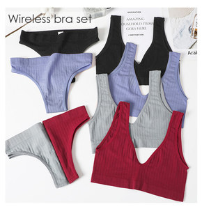 <span class=keywords><strong>Bralette</strong></span> sin costuras con escote en V profundo 2201 <span class=keywords><strong>para</strong></span> mujer, conjunto de bragas cortas suaves de algodón inalámbrico con logotipo Sexy en la cintura <span class=keywords><strong>para</strong></span> chicas <span class=keywords><strong>adolescentes</strong></span> - Product Image 1