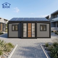 Maison conteneur extensible au design moderne, 20 pieds, 2 chambres, maison préfabriquée modulaire avec système d'énergie solaire, utilisation hôtelière, garantie 2 ans