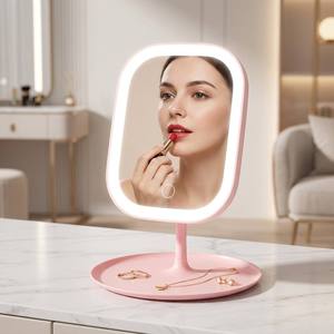 Espejo de Maquillaje <span class=keywords><strong>LED</strong></span> Portátil con Aumento de 5X, Recargable por USB, con Intensidad Regulable y Rotación de 180 Grados, <span class=keywords><strong>para</strong></span> <span class=keywords><strong>Tocador</strong></span> - Product Image 1
