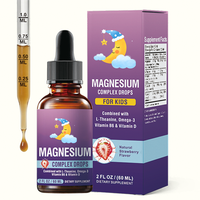 Magnesium Glycinate Powder Drops dengan L-theanine Omega-3 Vitamin B6 & D3 untuk Dukungan Tidur Anak, Suplemen Nutrisi