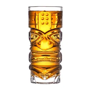 派对供应玻璃Tiki马克杯夏威夷Luau派对马克杯饮料可爱异国鸡尾酒酒杯酒吧射击玻璃杯