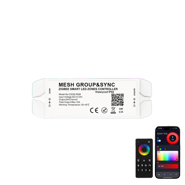 C300Z Aipin IP68 Waterproof Zigbee 4 Zone MESH Remote Control RGB Sync PWM 24V Led Strip Light 30m 360W CE FCC ROHS 1-5Channel