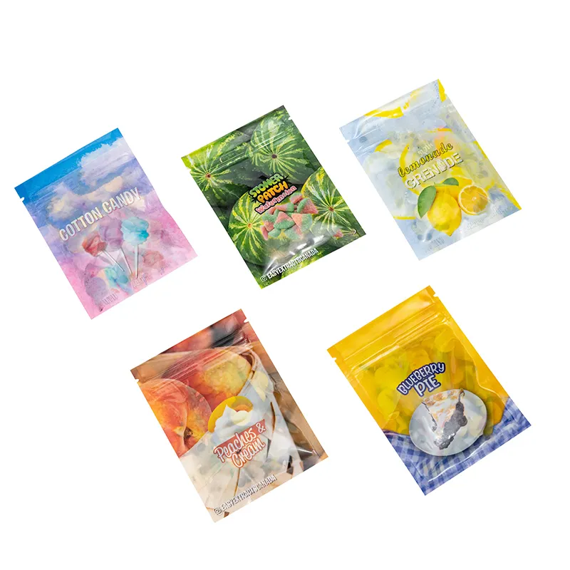 Op Maat Gemaakte Geurbestendige Ziplock-Eetwaren Gummy Verpakking Mylar Sweet Bags Snoeppakket