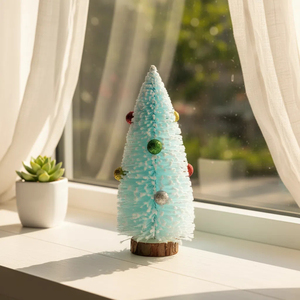 Sanwei Nhỏ Cây Giáng Sinh Mini Nhân Tạo <span class=keywords><strong>Xmas</strong></span> Tuyết Frost Bàn Cây Màu Xanh Chai Bàn Chải Cây Với Gỗ Cơ Sở - Product Image 2